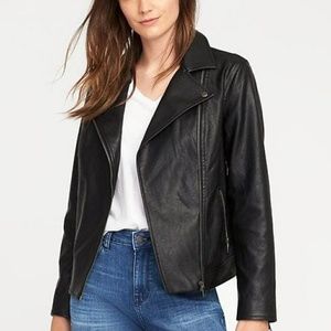 Faux leather moto jacket